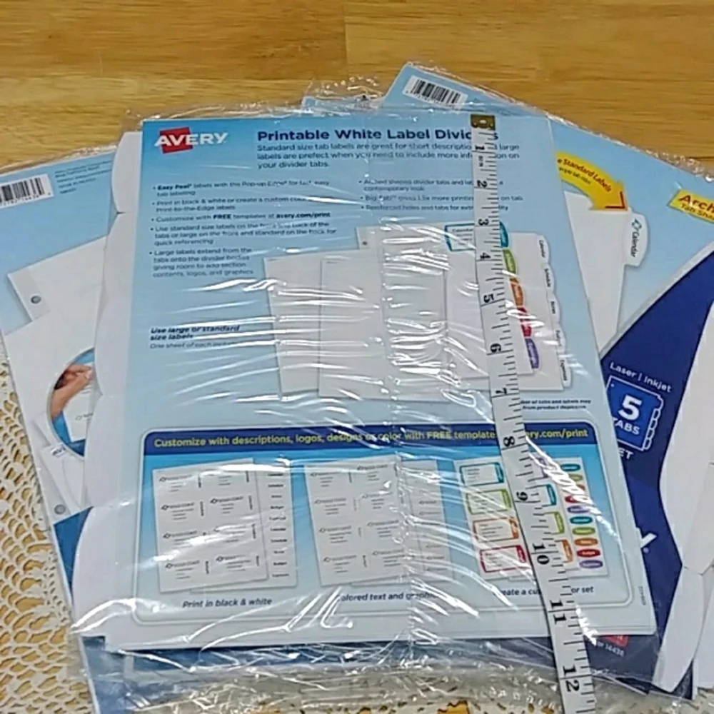 5 packs Avery 14436 Big Tab Printable White Label 3-Ring Binder Dividers